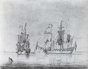 Francis Swaine, A drawing of a small British Sixth-rate warship in two positions